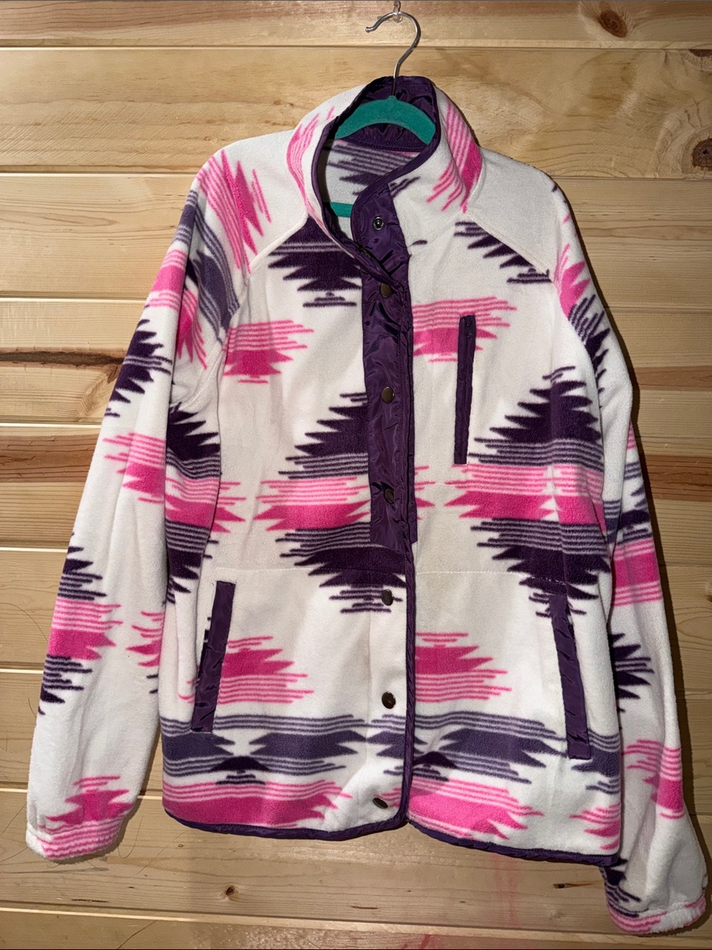 Women’s Pink & Purple Patterned Fleece Jacket